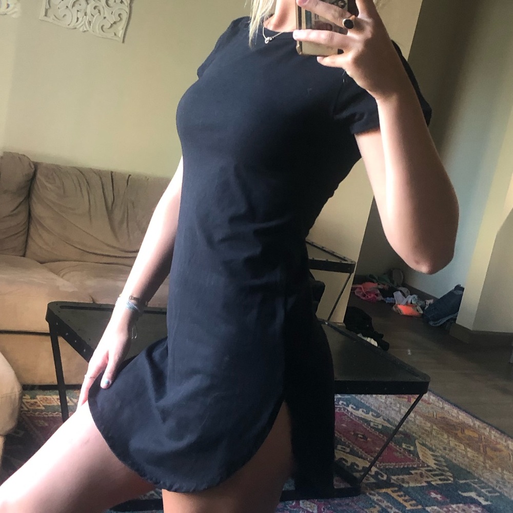 Black slit dress